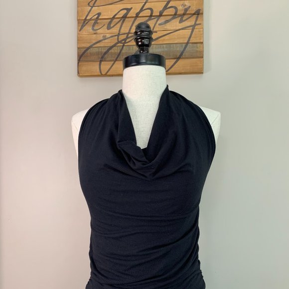 Black Backless Halter Maxi Dress Raw Hem - Picture 2 of 10